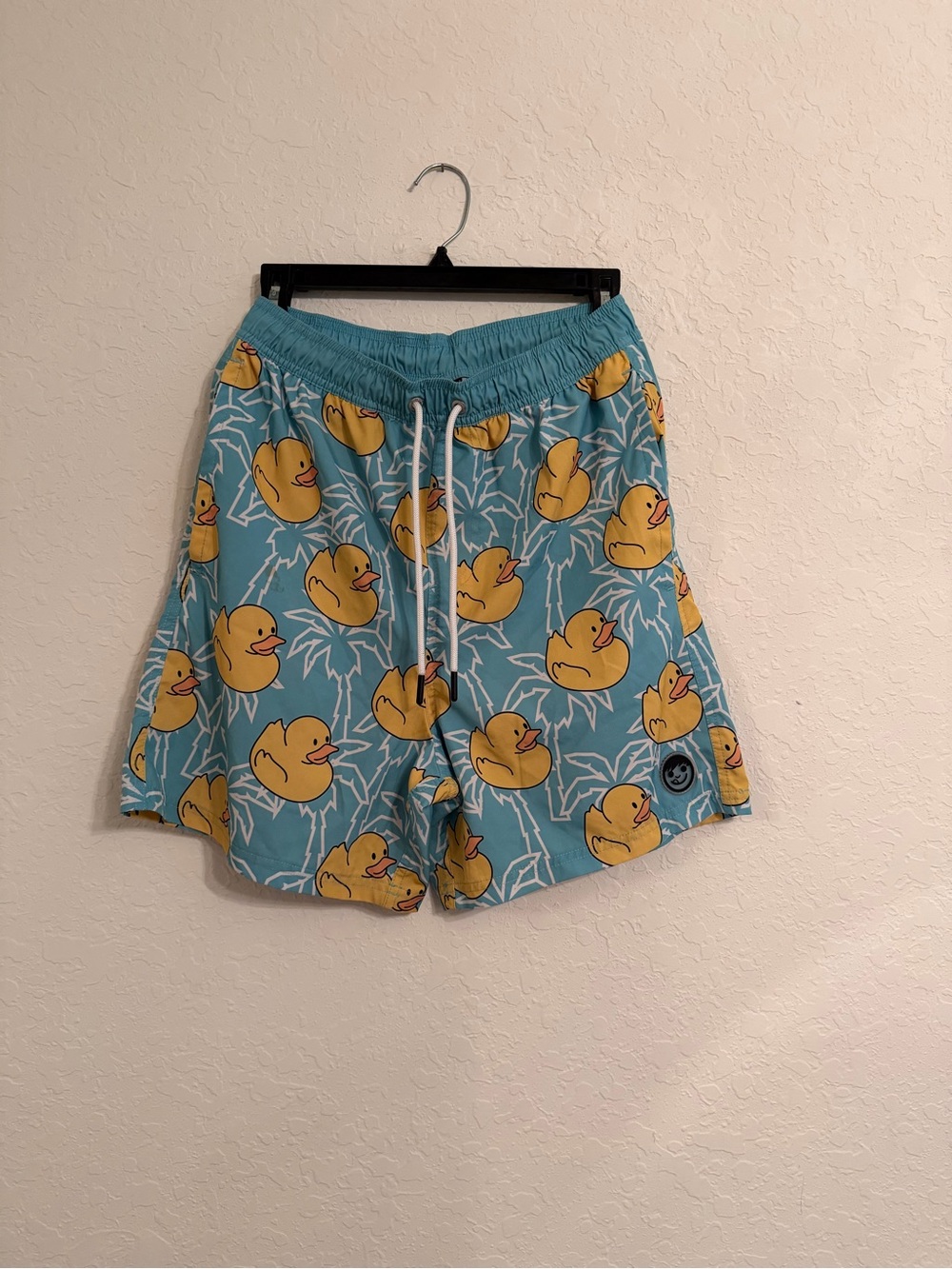 Neff Men’s Large Rubber Duck Swim Trunks Blue Yellow Novelty Board Shorts